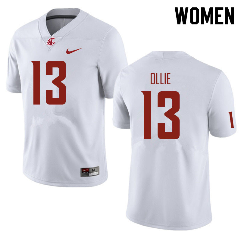 Women #13 Donovan Ollie Washington State Cougars Football Jerseys Sale-White